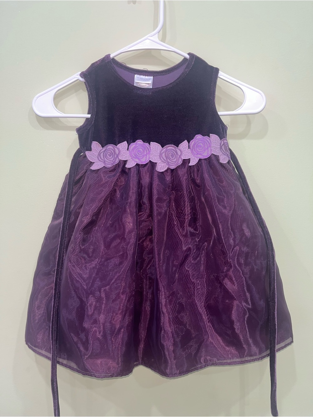 Vintage Girls Size 18 Months Purple Velvet Flower Dress With Shrug Y2K